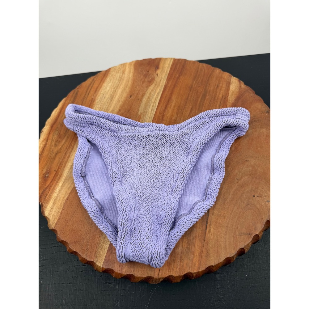 Hunza G Crinkle Bikini Bottoms Women One Size Purple Lavender Textured Stretch